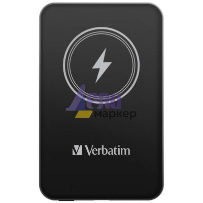 Външна батерия Verbatim MCP-5BK Power Pack 5000 mAh with UBS-C® PD 20W / Magnetic Wireless Charging 15W Black