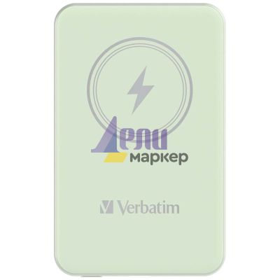 Външна батерия Verbatim MCP-5GN Power Pack 5000 mAh with UBS-C® PD 20W / Magnetic Wireless Charging 15W Green