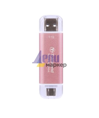 Твърд диск Transcend 1TB, USB External SSD, ESD310P, USB 10Gbps, Type C/A, Pink