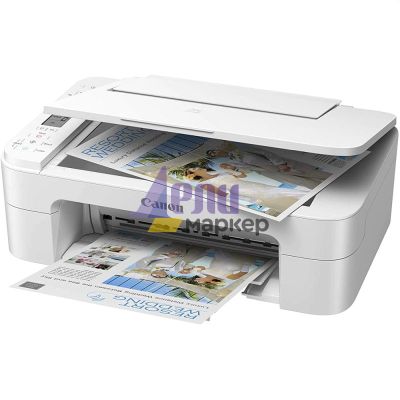 Мастилоструйно многофункционално устройство Canon PIXMA TS3351 All-In-One, White + Canon Photo Cube and Frame + PP-201 5x5” Photo Paper Plus Glossy II (40 sheets) - Creative Pack, Pink