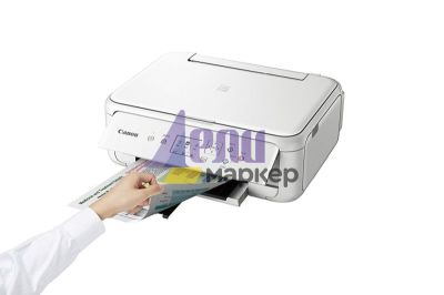 Мастилоструйно многофункционално устройство Canon PIXMA TS5151 All-In-One, White + Canon Photo Cube and Frame + PP-201 5x5” Photo Paper Plus Glossy II (40 sheets) - Creative Pack, Orange