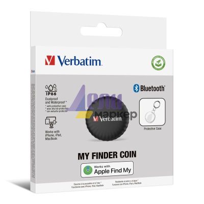 Проследяващо устройство Verbatim MYFC-01B My Finder Coin Bluetooth Item Finder 1 pack Black