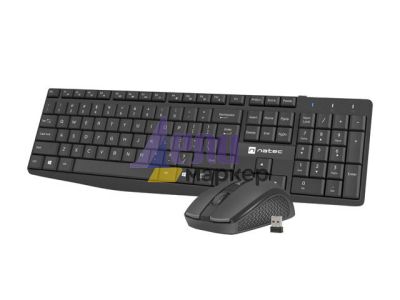 Комплект Natec Set 2 in 1 Keyboard Black Squid + Mouse Wireless US Layout