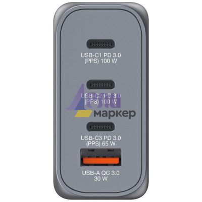 Зарядно устройство Verbatim GNC-100 GaN Charger 4 Port 100W USB A/C (EU/UK/US)