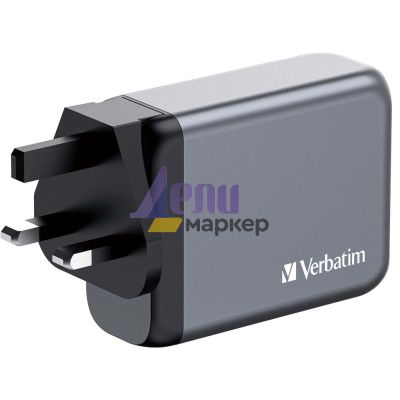 Зарядно устройство Verbatim GNC-100 GaN Charger 4 Port 100W USB A/C (EU/UK/US)