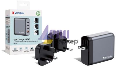 Зарядно устройство Verbatim GNC-140 GaN Charger 4 Port 140W USB A/C (EU/UK/US)