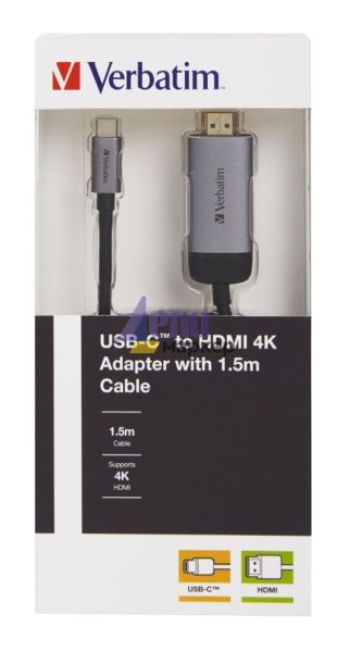 Адаптер Verbatim USB-C to HDMI Adapter - USB 3.1 Gen 1/HDMI 1.5m Cable