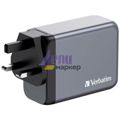 Зарядно устройство Verbatim GNC-200 GaN Charger 4 Port 200W USB A/C (EU/UK/US)