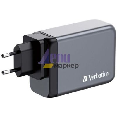 Зарядно устройство Verbatim GNC-240 GaN Charger 4 Port 240W USB A/C (EU/UK/US)