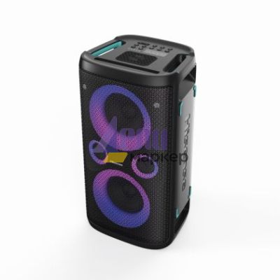 Аудио система Hisense Party Rocker One Plus (HP110) Bluetooth Speaker with 300W Power, Built-in Woofer, Karaoke Mode, Built-in Wireless Charging Pad, AUX Input and Output, USB, 15 Hour Long-Lasting Battery 4 x 2500Ah, 2x mics included