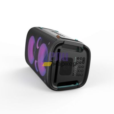 Аудио система Hisense Party Rocker One Plus (HP110) Bluetooth Speaker with 300W Power, Built-in Woofer, Karaoke Mode, Built-in Wireless Charging Pad, AUX Input and Output, USB, 15 Hour Long-Lasting Battery 4 x 2500Ah, 2x mics included