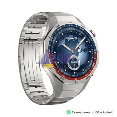 Часовник Huawei Watch GT5 Pro Vili-B29M, 1.43", Amoled, 466x466, PPI 326, BT5.2, BLE/BR/EDR, 524mAh, 40-meter free diving, HUAWEI TruSense System, ECG analysis, Battery life up to 14 days, Compatible with iOS and Android devices, Titanium