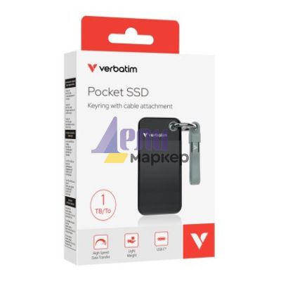 Твърд диск Verbatim Pocket SSD USB 3.2 Gen 2 1TB Black/Grey