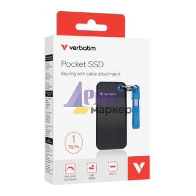 Твърд диск Verbatim Pocket SSD USB 3.2 Gen 2 1TB Black/Blue