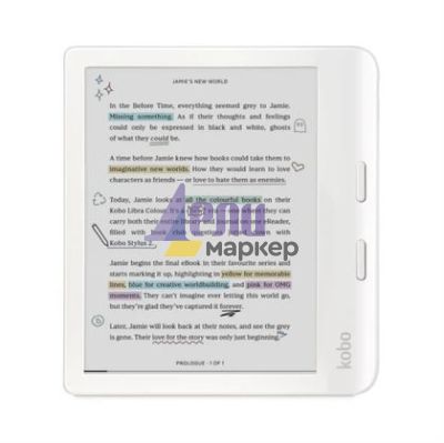 Четец за Е-книги Kobo Libra Colour e-Book Reader, E Ink Kaleido touchscreen 7 inch, 1680 x 1264, 32 GB, 2 GHz, Greutate 0.215 kg, Wireless Da, Comfort Light PRO, IPX8 - up to 60 mins in 2 metres of water, 15 file formats supported natively, White