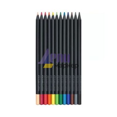 Цветни моливи Faber-Castell Black Edition Триъгълни, 12 цвята