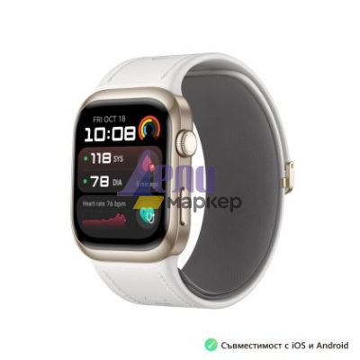 Часовник Huawei Watch D2 LCA-B11, Gold, 1.82" Amoled, Airbag/Strap Size 26mm, Ambulatory 24H Blood Pressure, HR monitoring PPG 6.0, Rotating crown, IP68,  Speaker&Micophone, Dual-band, Battery 524mAh