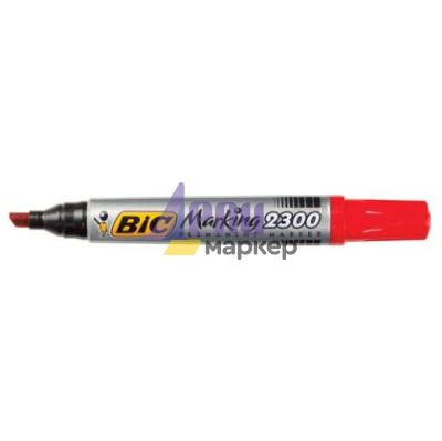 Перманентен маркер Bic 2300 Скосен връх 3.1-5.3 mm Червен