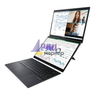 Лаптоп Asus ZenBook Duo 14 UX8406CA-PZ042X, Screen Pad Plus, INTEL ARL H Core Ultra 9 14" OLED, WQXGA+ ( 2880X1800 ) 16:10Touch, 32GB, 2TB SSD, Soft Keyboard, Windows 11 Pro,Gray, BackpackSleeve