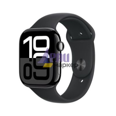 Часовник Apple Watch S10 GPS 46mm Jet Black Alu Case with Black Sport Band - S/M