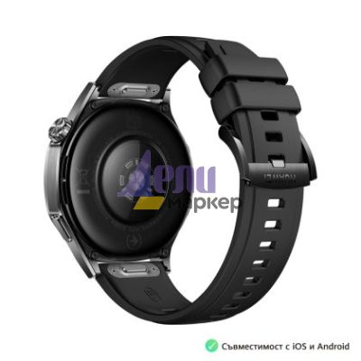 Часовник Huawei Watch GT5 Vili-B19F, 1.43", Amoled 466x466 PPI 326, BT5.2 BLE/BR/EDR, 5ATM, 524mAh, Screenshot sharing, support message input, message notifications, Battery life up to 14 days, Compatible with iOS and Android devices, Black Fluoroelastome