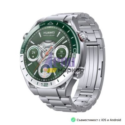 Часовник Huawei Watch Ultimate Green Woods-B19, Titanium, 1.5", LTPO Amoled, Color circular touchscreen, 466 x 466; PPI 311, Microphone&Speaker, BT 5.2 BLE/BR/EDR, Dual band, 10 ATM,  530 mAh, Battery Life 14 days+Huawei Scale 3, Dobby-B19