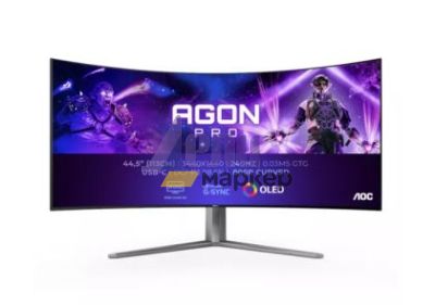 Монитор AOC AG456UCZD, 44.5" Curved 800R OLED, 3440x1440@240Hz, 0.03ms GtG, 1000cd m/2, 150000:1, 80M:1 DCR, Adaptive Sync, FlickerFree, Anti Blue Light, 8Wx2, Tilt, Height Adjust, Swivel, 2xHDMI, DP, USB hub