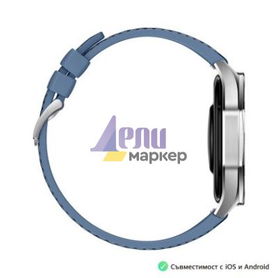 Часовник Huawei Watch GT5  Vili-B19W, 1.43", Amoled 466x466 PPI 326, BT5.2 BLE/BR/EDR, 5ATM, 524mAh, Screenshot sharing, support message input, message notifications, Battery life up to 14 days, Compatible with iOS and Android devices, Blue Woven