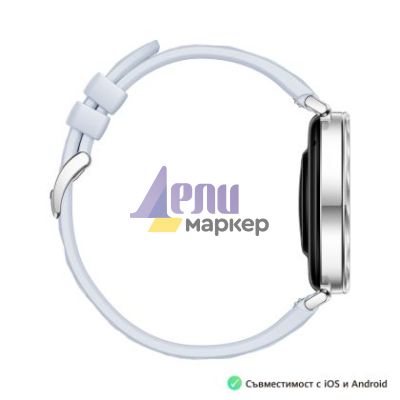 Часовник Huawei Watch GT5 Jana-B19FC, 1.32", Amoled 466x466 PPI 352, , BT5.2 BLE/BR/EDR, 5ATM, 524mAh, Screenshot sharing, support message input, message notifications, Battery life up to 7 days,Compatible with iOS and Android devices, Blue Fluoroelastome