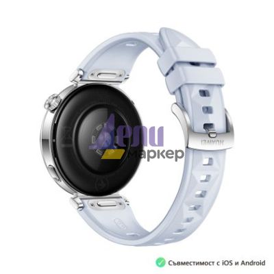 Часовник Huawei Watch GT5 Jana-B19FC, 1.32", Amoled 466x466 PPI 352, , BT5.2 BLE/BR/EDR, 5ATM, 524mAh, Screenshot sharing, support message input, message notifications, Battery life up to 7 days,Compatible with iOS and Android devices, Blue Fluoroelastome