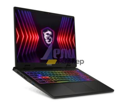 Лаптоп MSI Sword 16 HX B14VFKG, Intel Core i7-14700HX (20C/28T, 33 MB), NVIDIA GeForce RTX 4060 8GB GDDR6 233 AI TOPS,  16" FHD+(1920x1200), 144Hz, IPS-Level, 300 nits, 16GB RAM 2x8 (5600)MHz, 1TB GEN4x4 SSD, 24-Zone RGB Gaming KBD w Copilot Key, NO OS, 2