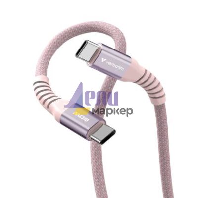 Кабел Verbatim Sync & Charge USB-C to USB-C 100W Magnetic 120 cm - Pink