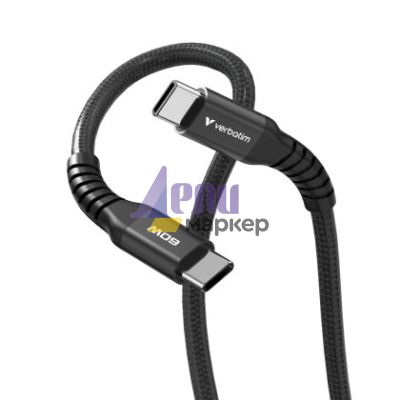 Кабел Verbatim Sync & Charge USB-C to USB-C 100W Magnetic 120 cm - Black