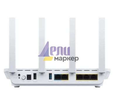 Рутер Asus Business Router & Access Point ExpertWiFi EBR63, AX3000, Dual-Band, Quad-Core 1.7GHz CPU, 256MB/512MB Flash/RAM, Gigabit, OFDMA, Beamforming, Switch & Security Gateway, 5 SSIDs, VLAN, SDN, site-to-sit VPN, wall mounting, White