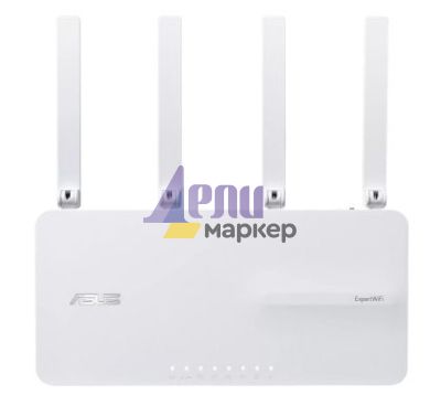 Рутер Asus Business Router & Access Point ExpertWiFi EBR63, AX3000, Dual-Band, Quad-Core 1.7GHz CPU, 256MB/512MB Flash/RAM, Gigabit, OFDMA, Beamforming, Switch & Security Gateway, 5 SSIDs, VLAN, SDN, site-to-sit VPN, wall mounting, White