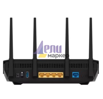 Рутер Asus Wireless Router, RT-AX5400, AX5400, Dual-Band, Tri-Core 1.5GHz CPU, 256MB/512MB Flash/RAM, Gigabit, AiProtection Pro, Adaptive QoS, VPN Fusion, IPTV, OFDMA, MU-MIMO, Beamforming, Link Aggregation, Port forwarding, AiMesh, Black