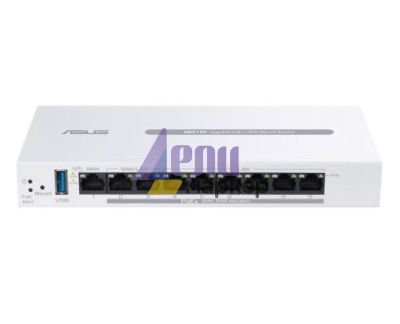 Рутер Asus Business Gigabit PoE+ VPN Wired Router, ExpertWiFi EBG19P, 8 PoE+ ports, 123W, 1 gigabit WAN+2 gigabit WAN/LAN, USB 3.2, PoE centralized control, SDN, guest portal, Multi-WAN, Commercial-Grade Network Security & VPN, wall mounting,White