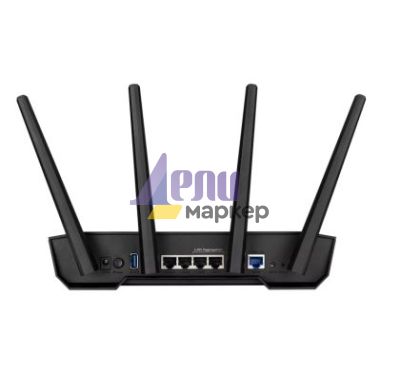 Рутер Asus Gaming Wireless Router,TUF Gaming AX3000 V2, AX3000, Dual-Band, Quad-Core 1.7GHz CPU, 256MB/512MB Flash/RAM, 2.5Gport, AiProtection Pro, Adaptive QoS, VPN Fusion, IPTV, OFDMA, Beamforming, Link Aggregation, Port forwarding, AiMesh, Black