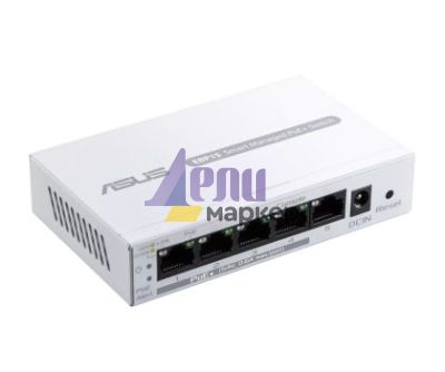 Комутатор Asus Business 5Port Smart Managed Switch PoE+,ExpertWiFi EBP15, 4 ports PoE+, 60W, VLAN, QoS, Port Mirroring, wall mounting,White