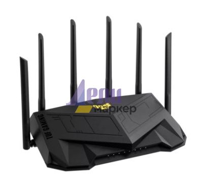 Рутер Asus Gaming Wireless Router, TUF Gaming-AX6000, AX6000, Dual-Band, Quad-Core 2.0GHz CPU, 256MB/512MB Flash/RAM, 2.5G dual-port, AiProtection Pro, Adaptive QoS, VPN Fusion, IPTV, OFDMA, MU-MIMO, Beamforming, Link Aggregation, Port forwarding, AiMesh,