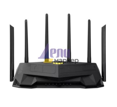 Рутер Asus Gaming Wireless Router, TUF Gaming-AX6000, AX6000, Dual-Band, Quad-Core 2.0GHz CPU, 256MB/512MB Flash/RAM, 2.5G dual-port, AiProtection Pro, Adaptive QoS, VPN Fusion, IPTV, OFDMA, MU-MIMO, Beamforming, Link Aggregation, Port forwarding, AiMesh,