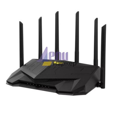 Рутер Asus Gaming Wireless Router, TUF Gaming-AX6000, AX6000, Dual-Band, Quad-Core 2.0GHz CPU, 256MB/512MB Flash/RAM, 2.5G dual-port, AiProtection Pro, Adaptive QoS, VPN Fusion, IPTV, OFDMA, MU-MIMO, Beamforming, Link Aggregation, Port forwarding, AiMesh,