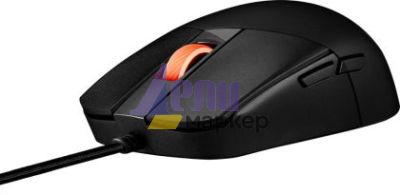 Мишка Asus ROG Strix Impact III Gaming Mouse, Semi-Ambidextrous, Wired, Lightweight, 12000 DPI sensor, 5 programmable buttons, Replaceable switches, Paracord cable, FPS gaming mouse, Black