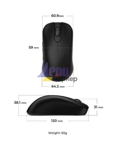 Мишка BenQ ZOWIE S2-DW 4K Wireless Mouse for Esports, Size S, 65g, up to 4000 Hz, up to 3200 DPI, Symmetrical design, Shorter overall w/side curves for stable tracking, Wireless w/4K enhanced receiver, Powered by Sports Science, Driverless, plug and play