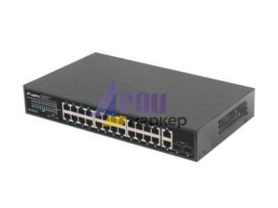 Комутатор Lanberg switch 24x 1GB poe+/2x GB 2x sfp rack 19" gigabit ethernet 250w