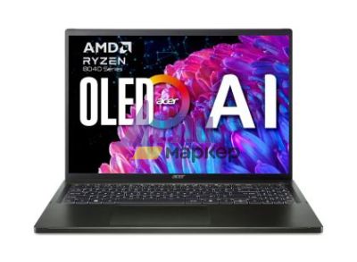 Лаптоп Acer Swift Edge SFE16-44-R72Z, AMD Ryzen 7 8840U with AI(up to 5.1GHz, 16MB), 16" 3.2K OLED 120Hz, WQXGA+(3200x2000), 32GB LPDDR5, 1024GB PCIe NVMe, AMD Radeon, MicroSD, QHDcam+mic, FPR, WiFi 6E, BT, KB Backlit, Win 11 Home, Black+Acer 7in1 Type C