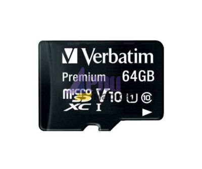 Памет Verbatim Premium micro SDXC 64GB Class 10 (Incl. Adaptor)