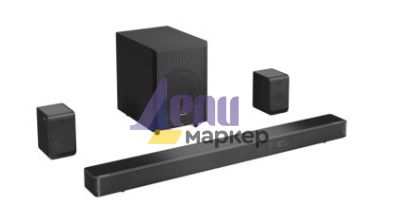 Аудио система Hisense AX5125H 5.1.2Ch Sound Bar with Wireless Subwoofer, 500W, Dolby Atmos, Bluetooth 5.3, 4K HDMI Pass Through, DTS:X, HDMI/AUX/ARC/Optical/USB, 7 EQ Modes