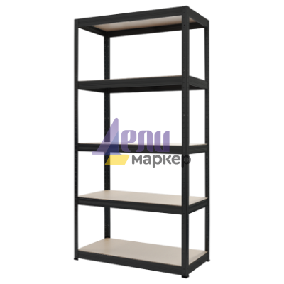 Метален стелаж STAR 180x90x40 см, до 350 кг на рафт - черен