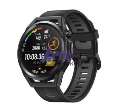 Часовник Huawei Watch GT Runner Runner-B19S, 1.43", Amoled,466x466, 4GB, BT(2.4 GHz, supports BT5.2 and BR+BLE+EDR), WR 5ATM, GPS, WiFi,NFC, Battery 451mAh, Ultra-long battery life 14 days,Harmony OS, APP Galery Black Silicone strap